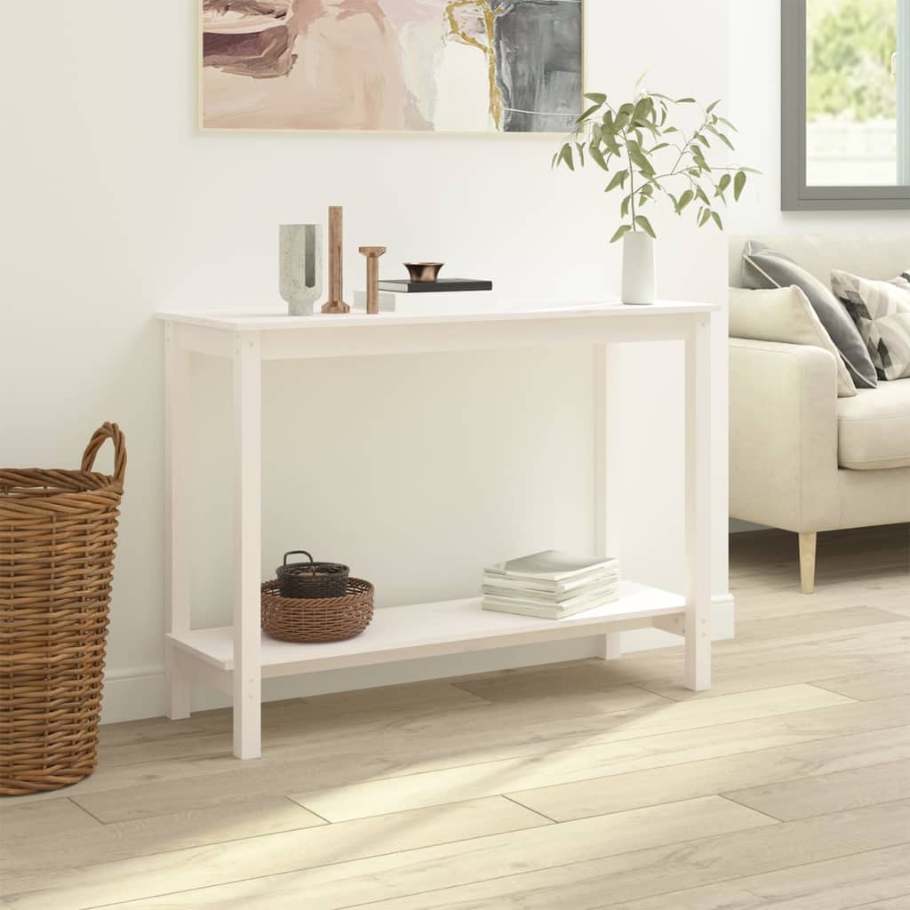 konsolbord 110x40x80 cm massivt fyrretræ hvid