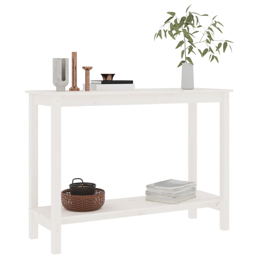 konsolbord 110x40x80 cm massivt fyrretræ hvid