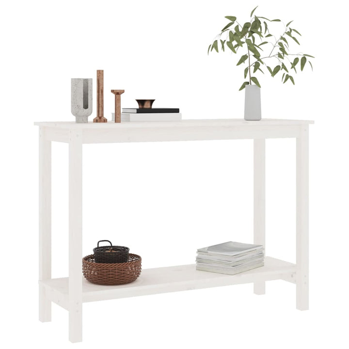 konsolbord 110x40x80 cm massivt fyrretræ hvid
