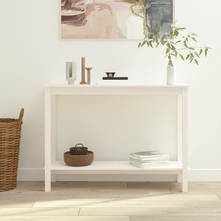 konsolbord 110x40x80 cm massivt fyrretræ hvid