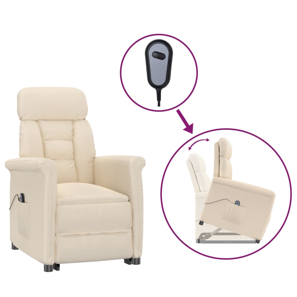 eldrevet lænestol mikrofiberstof beige
