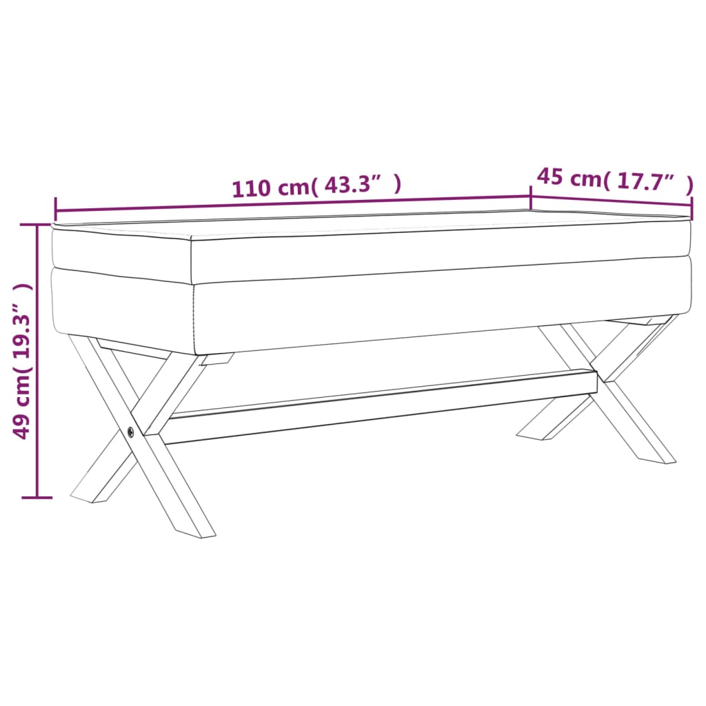 opbevaringsskammel 110x45x49 cm velour blå