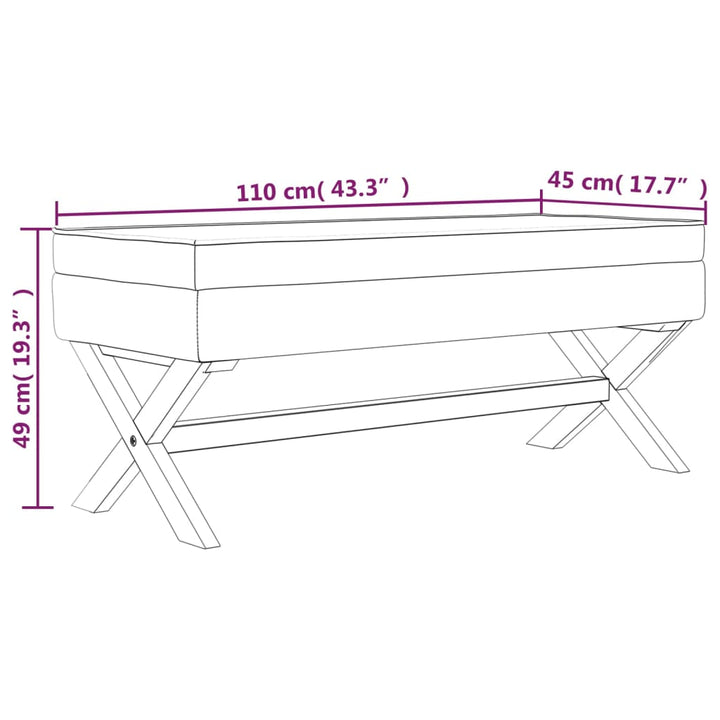 opbevaringsskammel 110x45x49 cm velour lysegrå