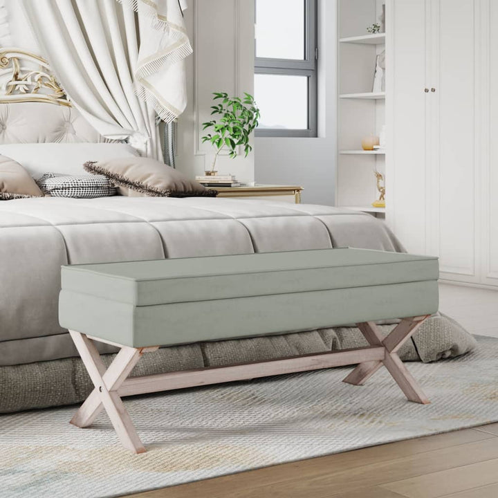 opbevaringsskammel 110x45x49 cm velour lysegrå