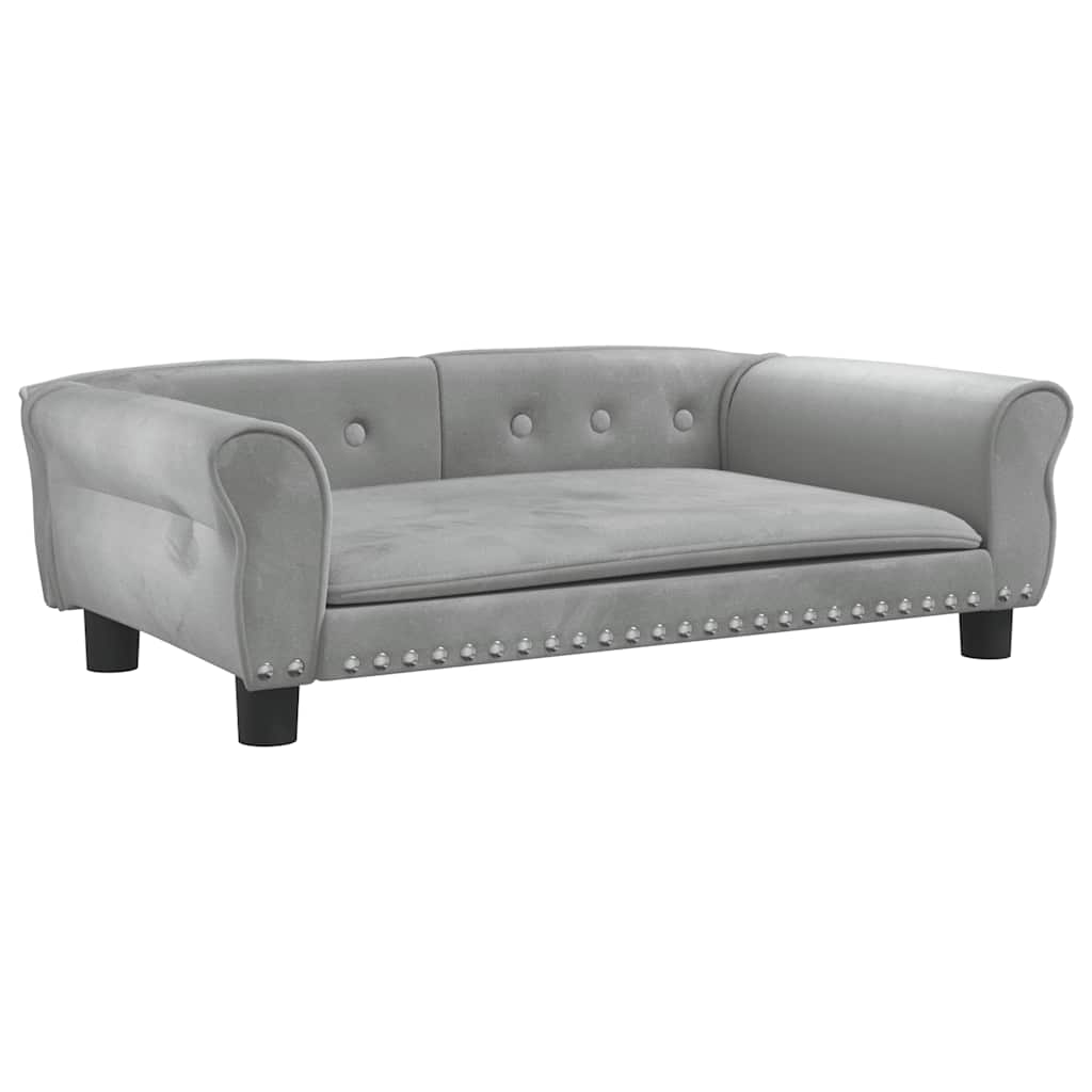 hundeseng 95x55x30 cm velour lysegrå