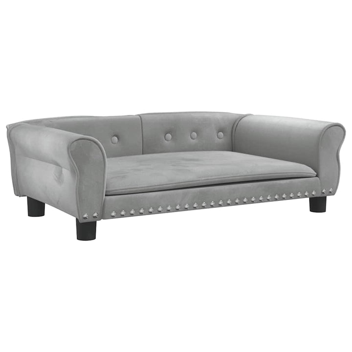 hundeseng 95x55x30 cm velour lysegrå