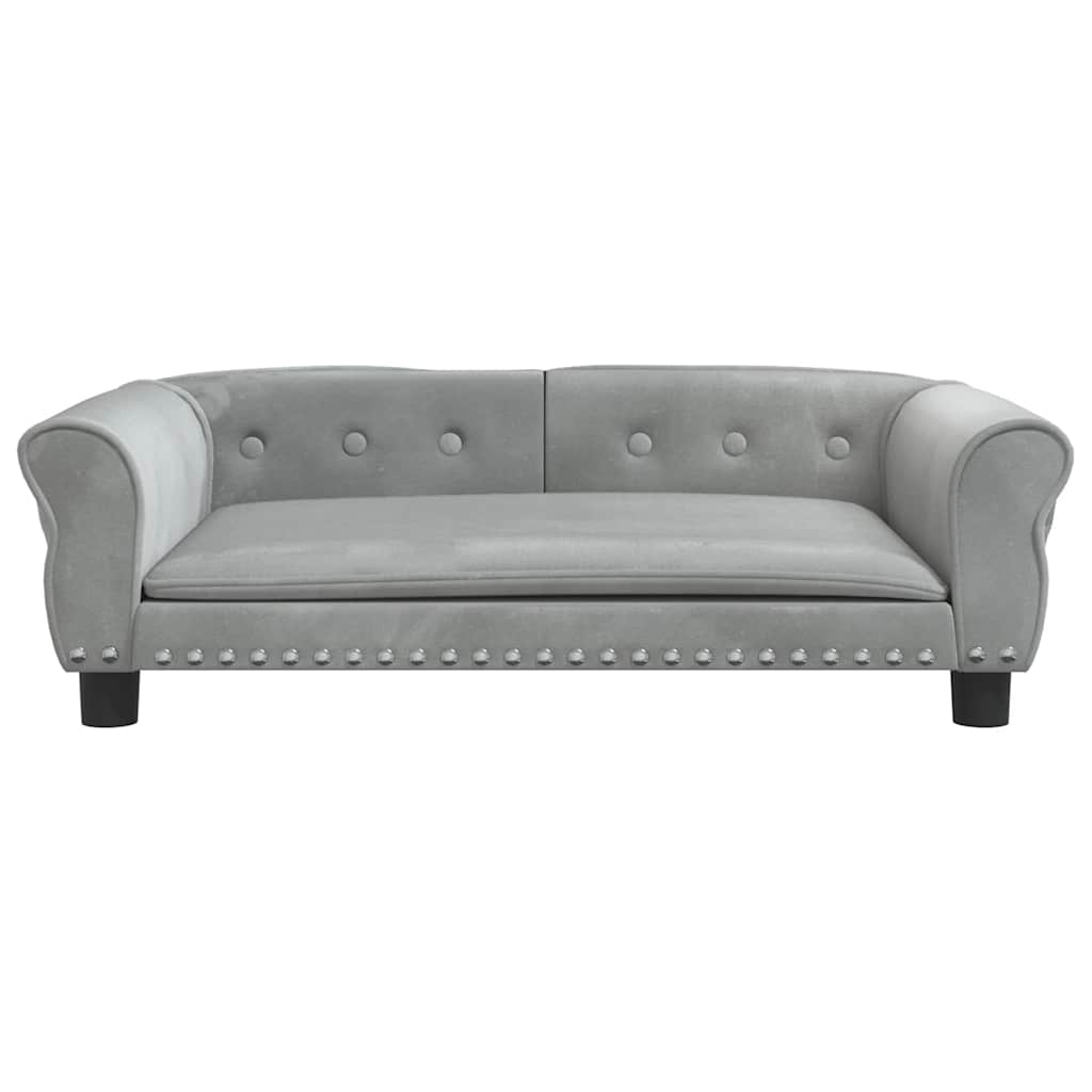 hundeseng 95x55x30 cm velour lysegrå