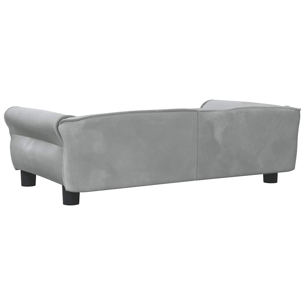 hundeseng 95x55x30 cm velour lysegrå