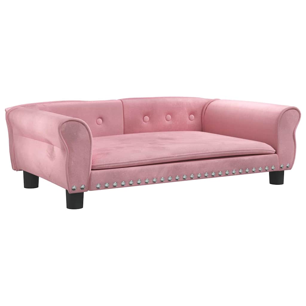 hundeseng 95x55x30 cm velour lyserød