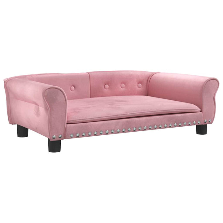 hundeseng 95x55x30 cm velour lyserød