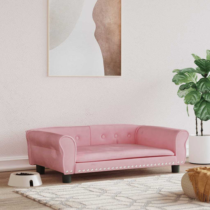 hundeseng 95x55x30 cm velour lyserød