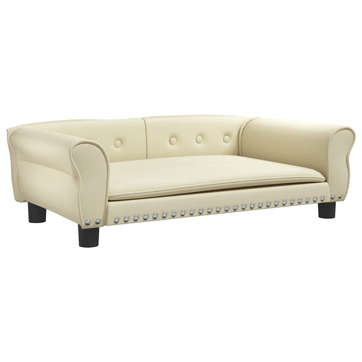hundeseng 95x55x30 cm kunstlæder cremefarvet