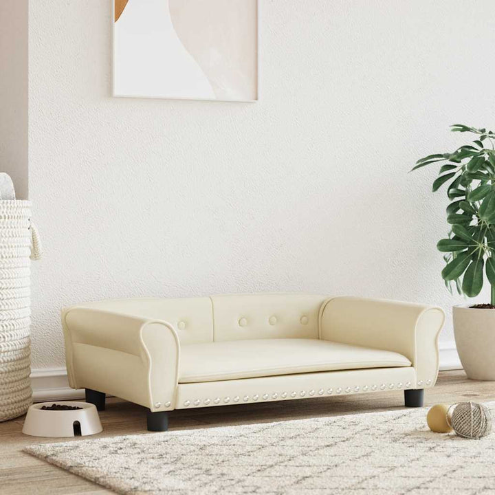 hundeseng 95x55x30 cm kunstlæder cremefarvet