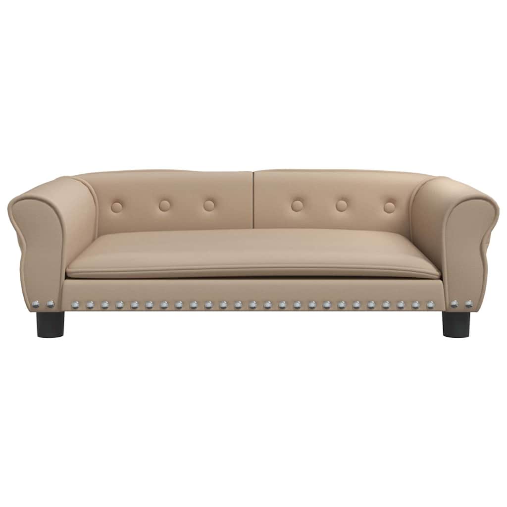 hundeseng 95x55x30 cm kunstlæder cappuccinofarvet