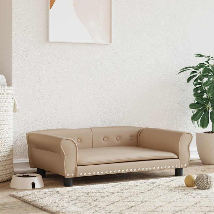 hundeseng 95x55x30 cm kunstlæder cappuccinofarvet