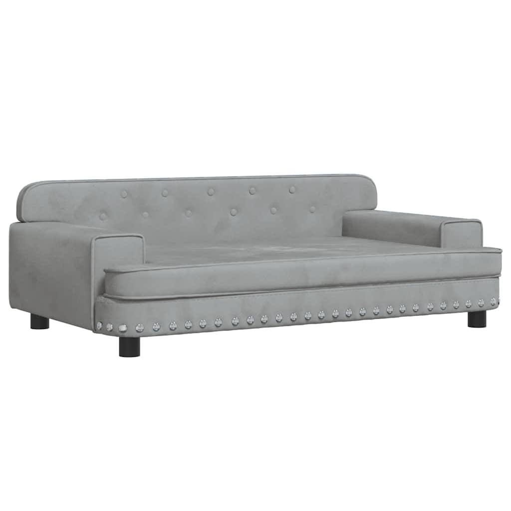 hundeseng 90x53x30 cm velour lysegrå