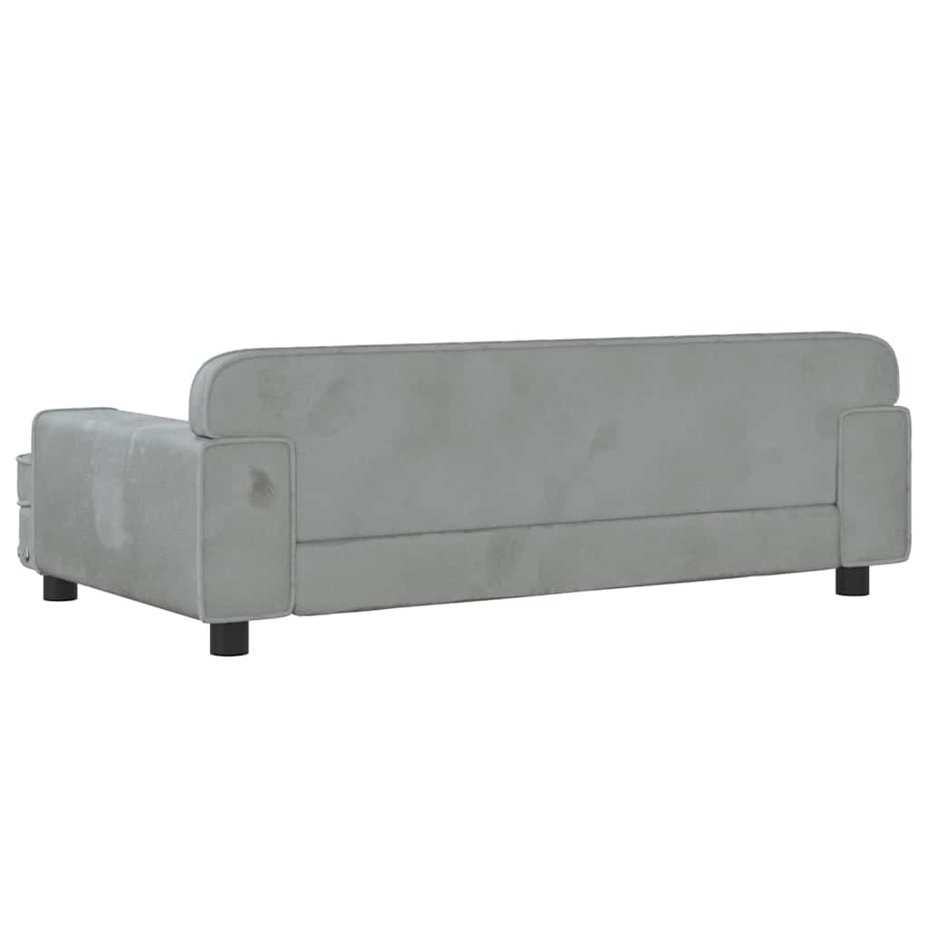 hundeseng 90x53x30 cm velour lysegrå