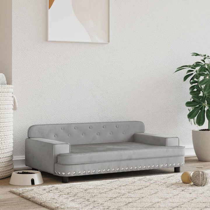hundeseng 90x53x30 cm velour lysegrå