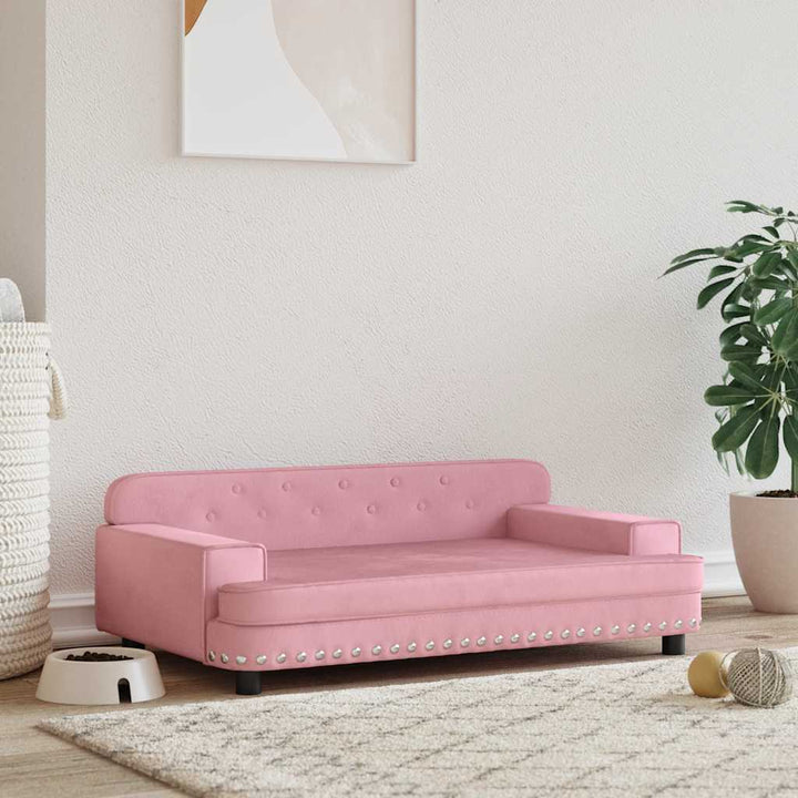 hundeseng 90x53x30 cm velour lyserød
