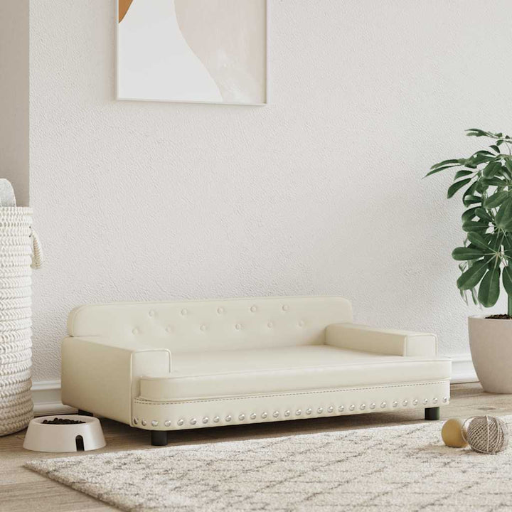 hundeseng 790x53x30 cm kunstlæder cremefarvet