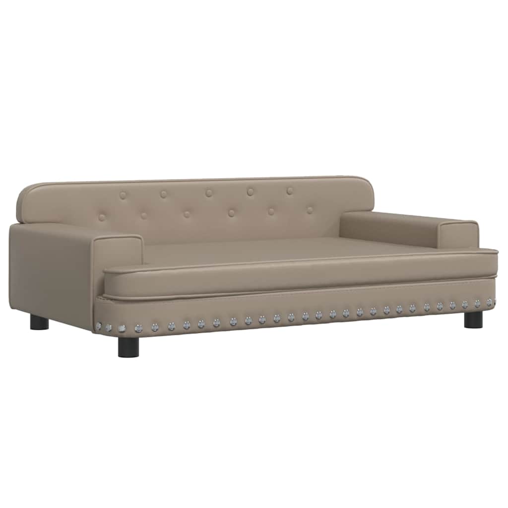 hundeseng 90x53x30 cm kunstlæder cappuccinofarvet