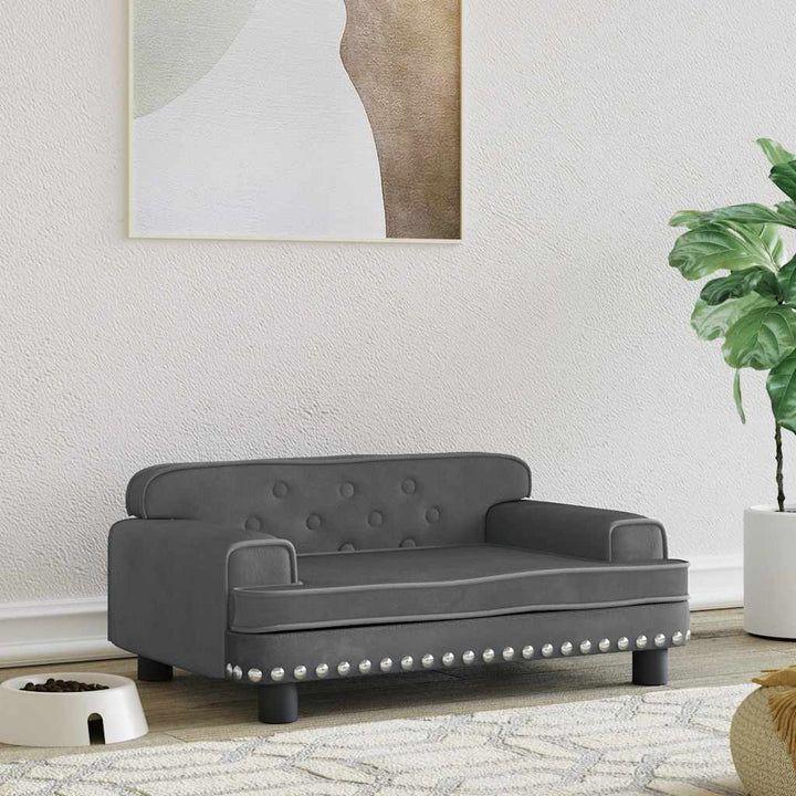 hundeseng 70x45x30 cm velour mørkegrå