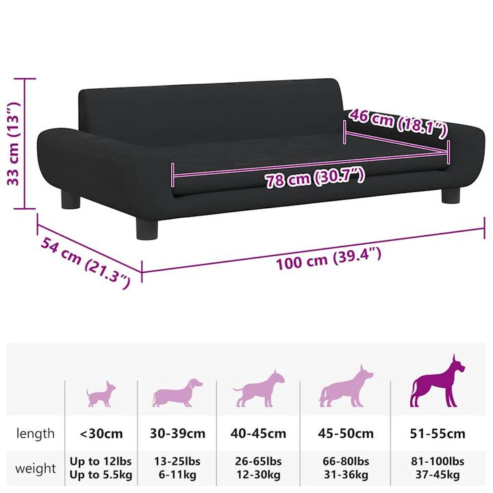 hundeseng 100x54x33 cm velour sort