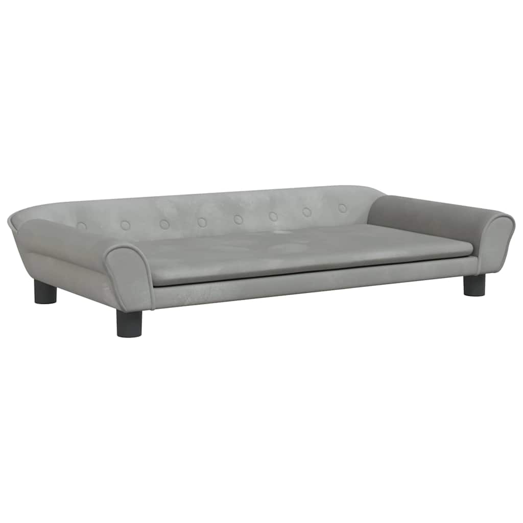 hundeseng 100x50x21 cm velour lysegrå