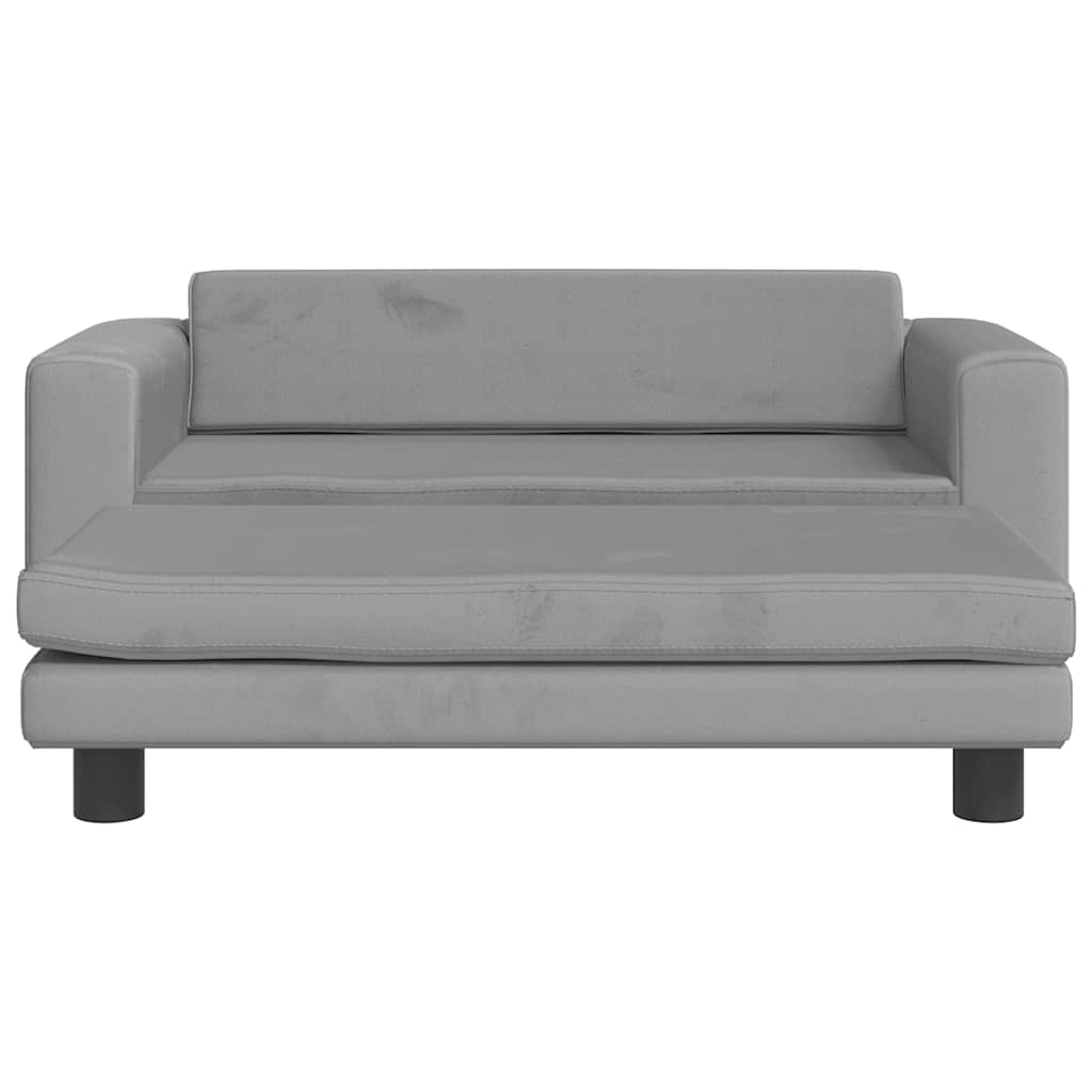 hundeseng med forlængelse 100x50x30 cm velour lysegrå