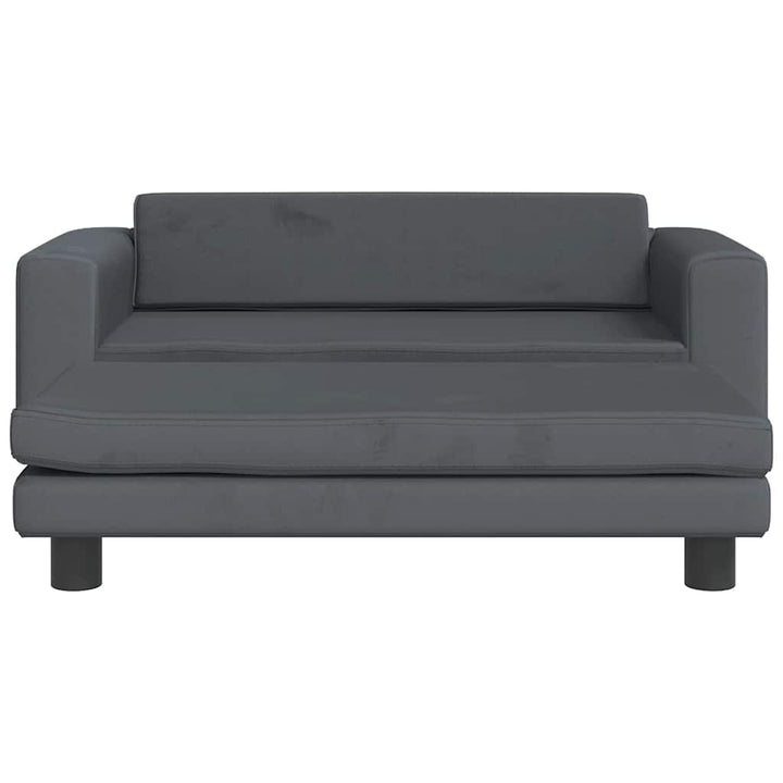 hundeseng med forlængelse 100x50x30 cm velour mørkegrå