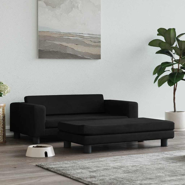 hundeseng med forlængelse 100x50x30 cm velour sort