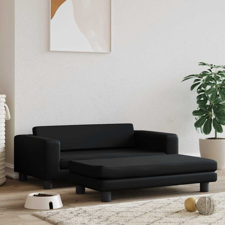 hundeseng med forlængelse 100x50x30 cm kunstlæder sort