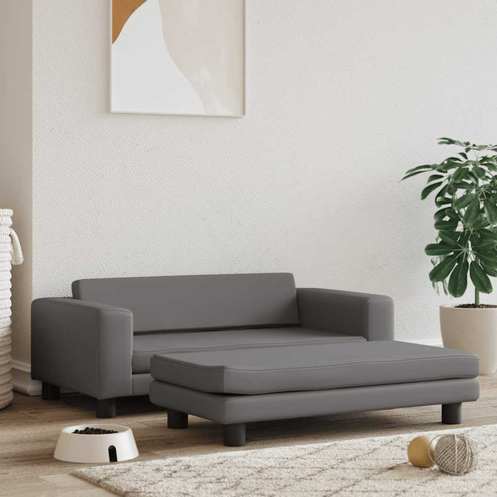 hundeseng med forlængelse 100x50x30 cm kunstlæder grå