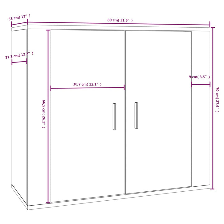 skænk 80x33x70 cm konstrueret træ sort