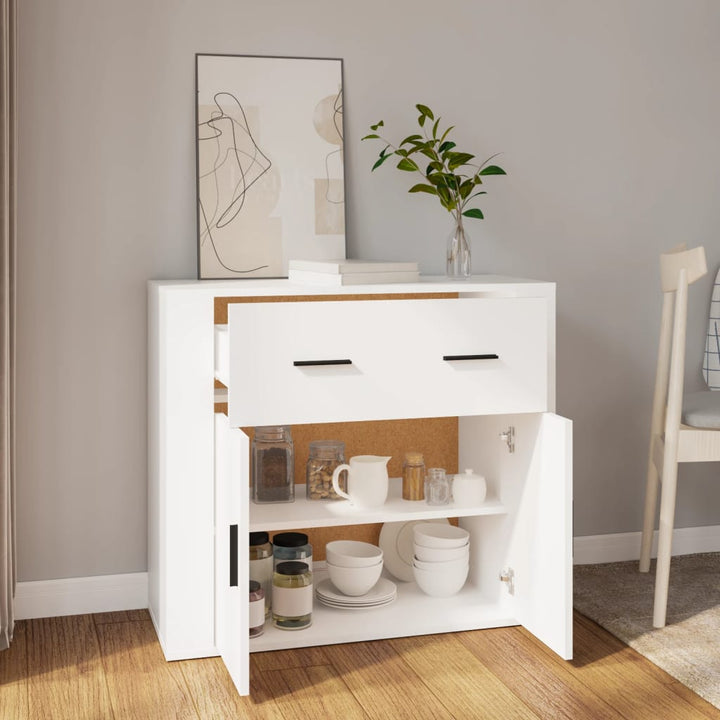 skænk 80x33x70 cm konstrueret træ hvid