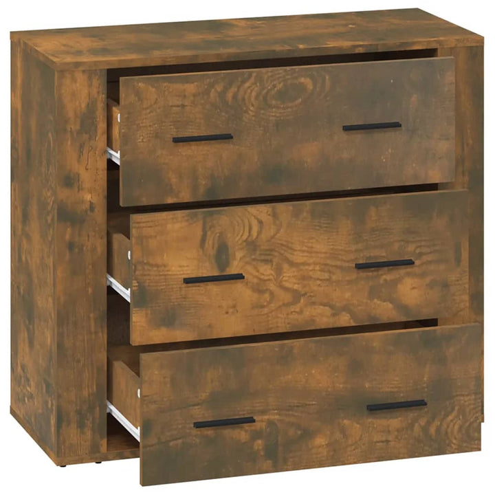skænk 80x33x70 cm konstrueret træ røget egetræsfarve