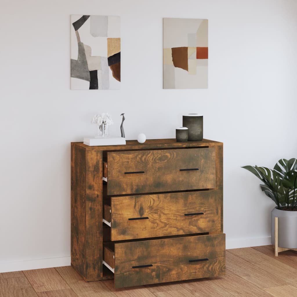 skænk 80x33x70 cm konstrueret træ røget egetræsfarve