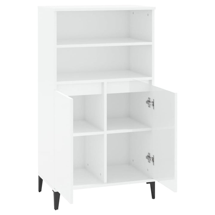 skab 60x36x110 cm konstrueret træ hvid højglans