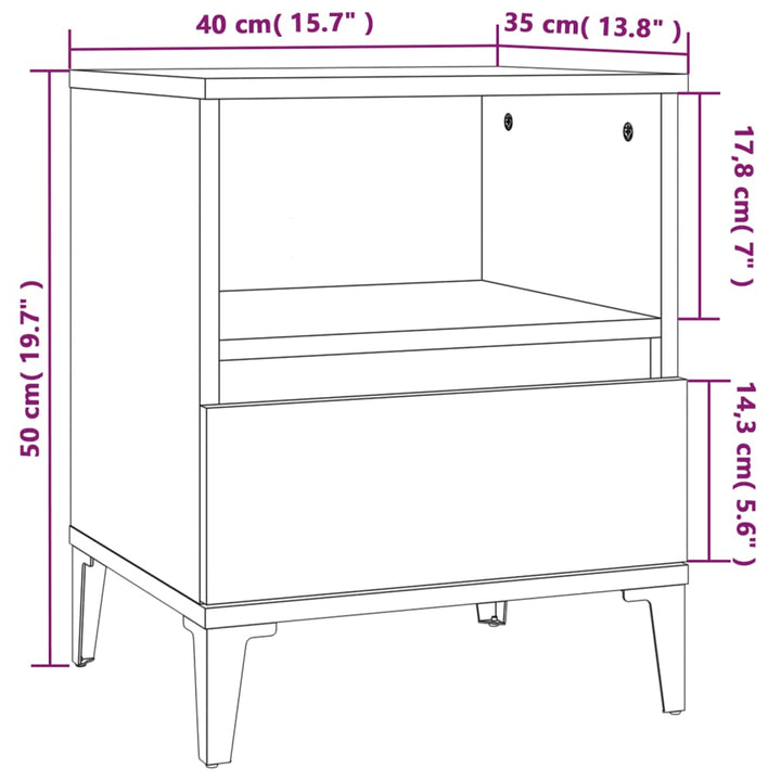 sengeborde 2 stk. 40x35x50 cm hvid