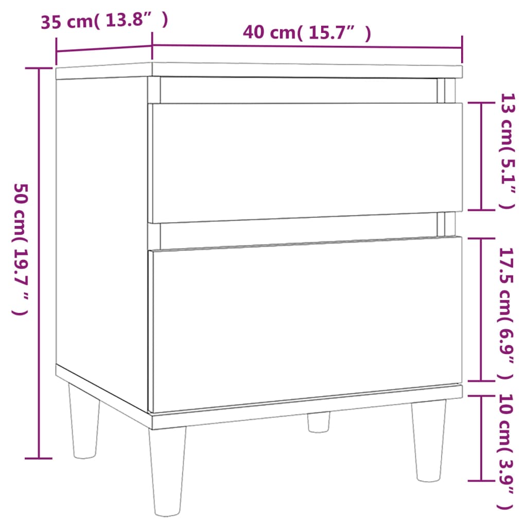 sengeborde 2 stk. 40x35x50 cm hvid
