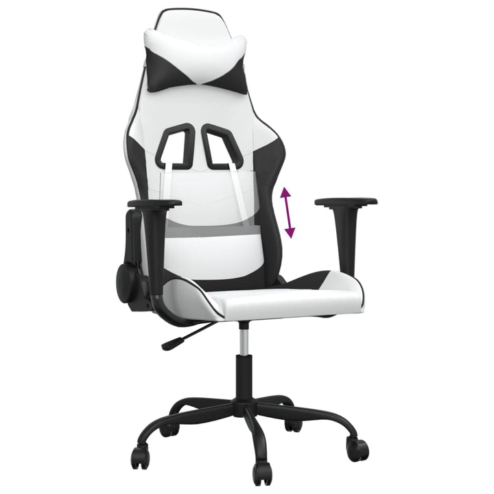 gamingstol kunstlæder hvid og sort
