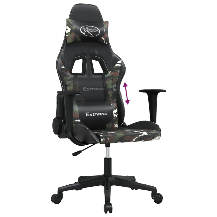 gamingstol kunstlæder sort og camouflage