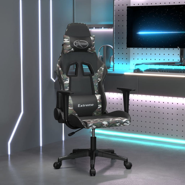 gamingstol kunstlæder sort og camouflage