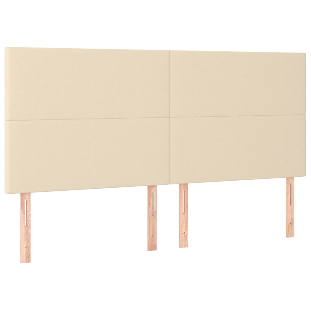 sengegavle 4 stk. 90x5x78/88 cm stof cremefarvet