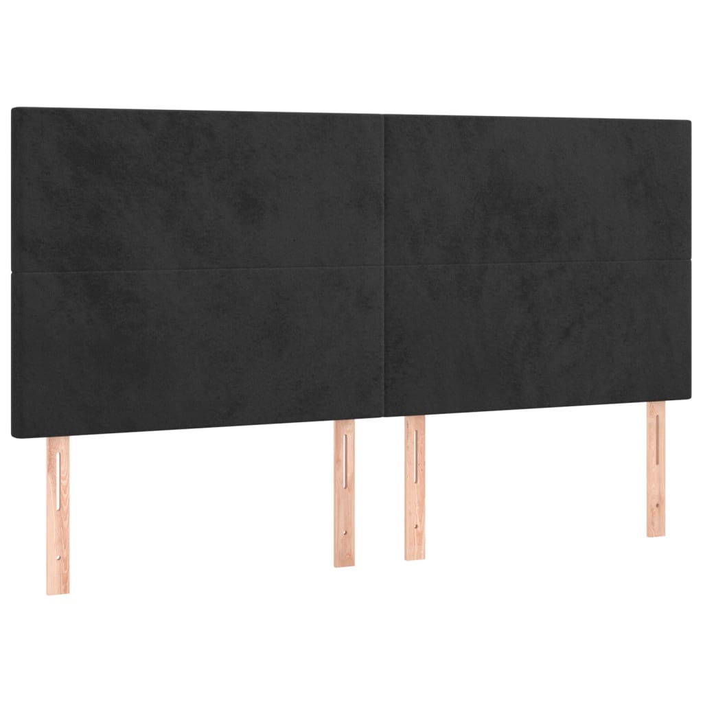 sengegavle 4 stk. 90x5x78/88 cm fløjl sort