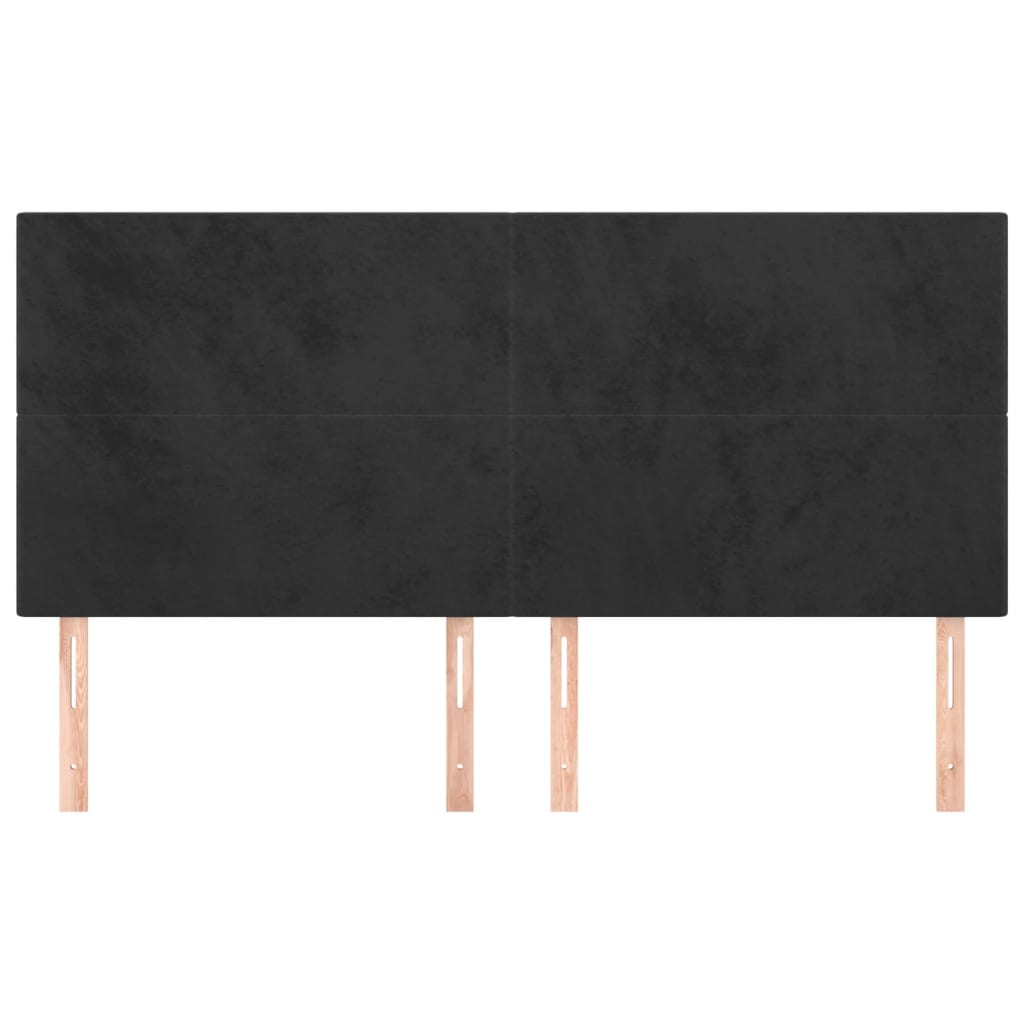 sengegavle 4 stk. 90x5x78/88 cm fløjl sort