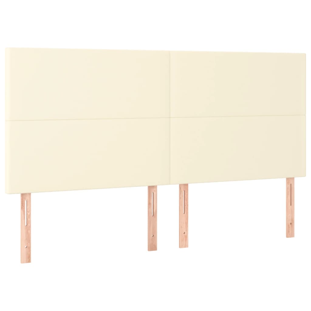 sengegavle 4 stk. 90x5x78/88 cm kunstlæder cremefarvet