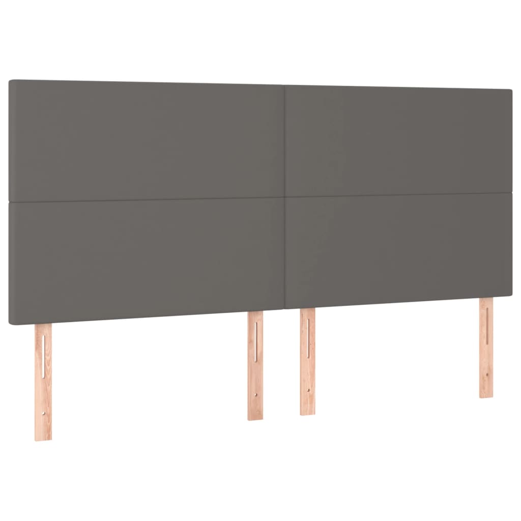sengegavle 4 stk. 90x5x78/88 cm kunstlæder grå