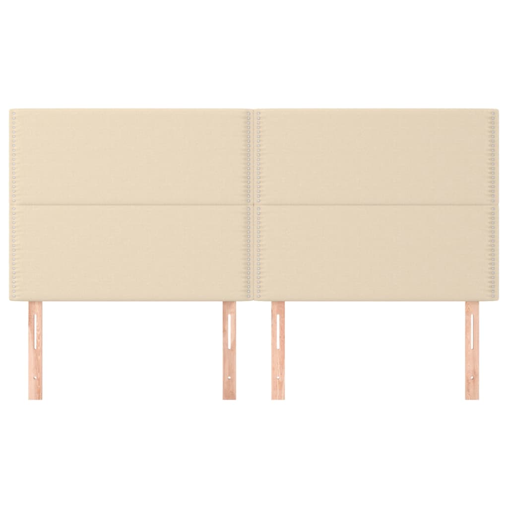 sengegavle 4 stk. 90x5x78/88 cm stof cremefarvet