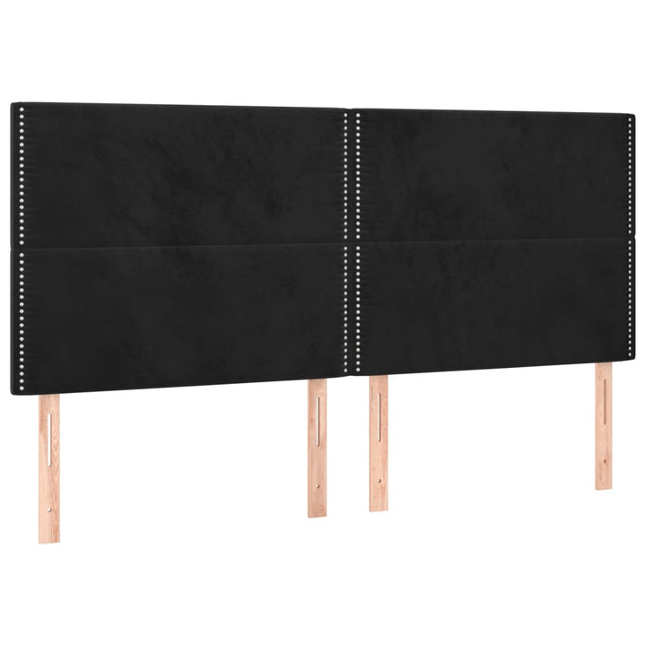 sengegavle 4 stk. 90x5x78/88 cm fløjl sort